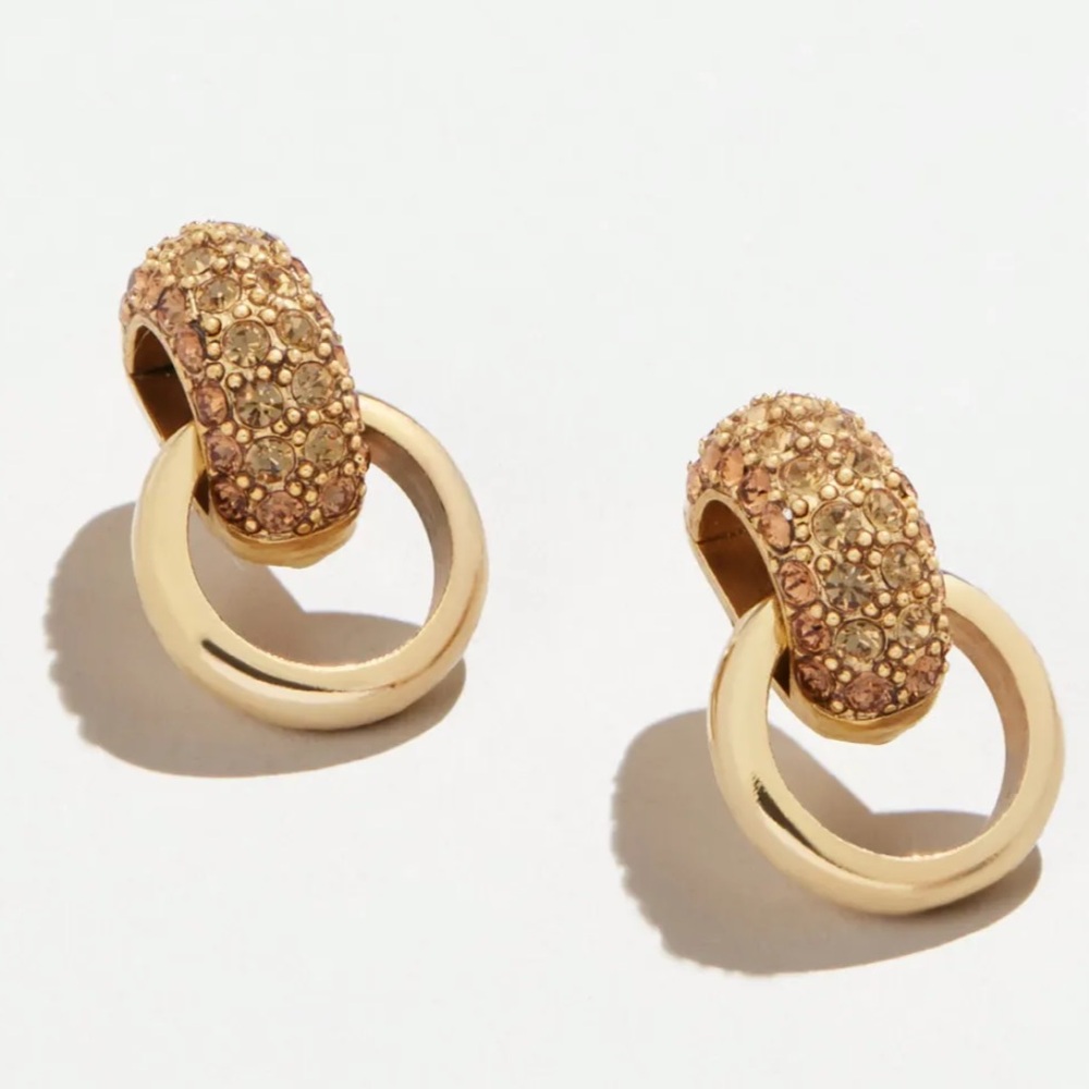 Oscar de la Renta Pave Bull Horn Single Link Earrings